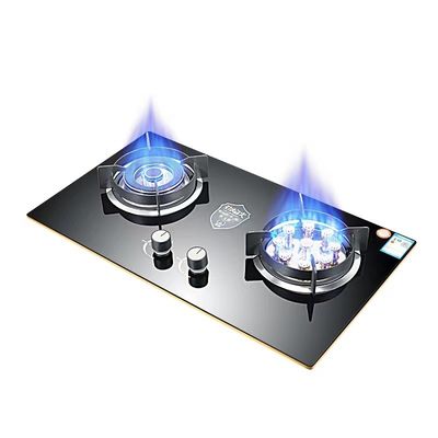 電子点火と冷却ガラス調理台を備えた現代的なデザインの2点燃ガスストーブ
